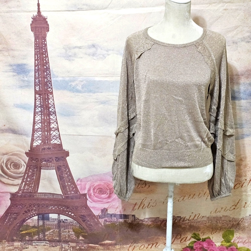 Joie Shimmering Tan Blouse Sz M